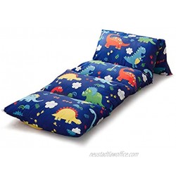 Wake In Cloud Kids Floor Pillow Case Dinosaur on Navy Blue 100% Cotton Lounger Toddler Floor Pillow Cover Requires 5 Standard Size Pillows Pillows Not Included