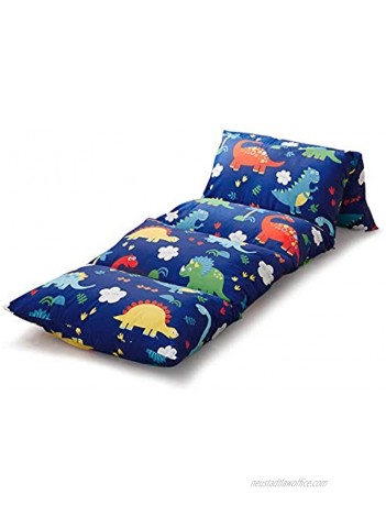 Wake In Cloud Kids Floor Pillow Case Dinosaur on Navy Blue 100% Cotton Lounger Toddler Floor Pillow Cover Requires 5 Standard Size Pillows Pillows Not Included