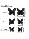 120 Pieces 3D Butterfly Wall Stickers 3 Sizes Removable Butterfly Mural Decals for Baby Kids Room Wedding Home Fridge DIY Art Decor Black