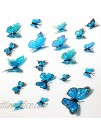 48 Pieces Glitter 3D Butterfly Wall Stickers Removable Butterfly Wall Decals Bling Lively Butterfly Wall Mural for DIY Party Office Home and Room Decoration Single Layer