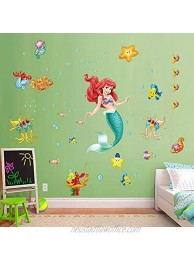 decalmile The Little Mermaid Ariel Wall Stickers Underwater Princess Girls Wall Decals Baby Girls Bedroom Kids Room Wall Decor