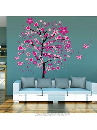 ElecMotive Huge Size Cartoon Heart Tree Butterfly Wall Decals Removable Wall Decor Decorative Painting Supplies & Wall Treatments Stickers for Girls Kids Living Room Bedroom