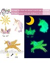 Glow in the Dark Stars Glowing Unicorn Wall Decals Glowing Unicorn Wall Mural Stickers with Unicorn Star Rainbow Flower Heart Clouds Bubbles Room Decor for Girls Bedroom Ceiling Baby Home Kid Birthday