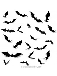 Halloween 3D Bats Decoration 80 PCS 4 Sizes Realistic PVC Scary Bats Window Decal Wall Stickers for DIY Home Bathroom Indoor Hallowmas Decoration Party Supply