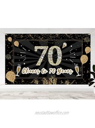 70th Birthday Backdrop Black Gold Extra Large Cheers to 70 Years Banner 70th Anniversary Photo Booth Background Poster Sign 70th Bday Party Decorations72.8 x 43.3 inches