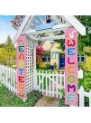 BEDEONE Easter Decorations Porch Sign Happy Eater Decorations Door Banner Welcome Hanging Décor for Front Door Living Room Kitchen Wall Party