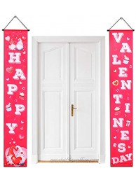 Boao 2 Pieces Valentine's Day Banners Valentine Door Porch Signs Hanging Heart Streamers Pink Valentine's Day Wall Decoration Party Supplies for Valentine's Day Indoor Outdoor Use