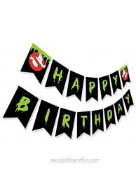 Ghost Busters Inspired Happy Birthday Banner Horror Theme Bday Party Sign Ghostbusters Halloween Bunting Decoration