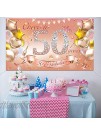 HOWAF Woman 50th Birthday Party Decoration Rose Gold Fabric Banner for 50th Birthday Photo Backdrop Photography Background 50th Birthday Outdoor Garden Table Wall Decoration Supplies