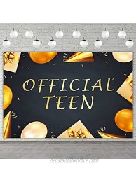Official Teen Banner Backdrop Light Black Yellow Youth Theme Decor for Teens 13 Years Old Birthday Party Decorations Photo Booth Studio Prop Background Favors Supplies