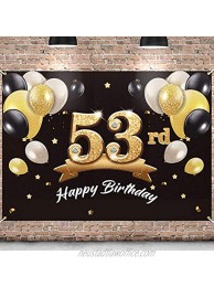 PAKBOOM Happy 53rd Birthday Banner Backdrop 53 Birthday Party Decorations Supplies for Men Black Gold 4 x 6ft