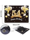 PAKBOOM Happy 54th Birthday Banner Backdrop 54 Birthday Party Decorations Supplies for Men Black Gold 4 x 6ft