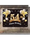 PAKBOOM Happy 54th Birthday Banner Backdrop 54 Birthday Party Decorations Supplies for Men Black Gold 4 x 6ft
