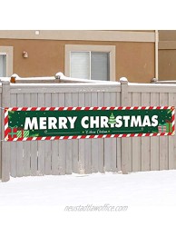 PAKBOOM Merry Christmas Yard Fence Sign Banner Welcome Xmas Party Decorations Supplies for Home Outdoor Indoor 9.8 x 1.6ft Green Red