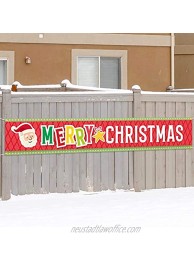 PAKBOOM Merry Christmas Yard Fence Sign Banner Xmas Party Decorations Supplies for Home Outdoor Indoor 9.8 x 1.6ft Red