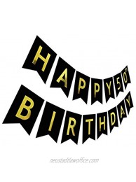 Pre Strung 50th Birthday Banner Gold Black 50th Happy Birthday Sign Ready to Hang Party Bunting