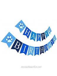 Puppy Happy Birthday Banner | Boy Birthday Sign | Paper Card Stock Bday Party Decoration Blue…