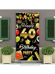 RELEASE SPINNER 40th Happy Birthday Party Decorative Door Cover banner Large Fabric 40th Birthday Door Banner Sign,Black & Gold Happy Birthday Background Banner for 40th Birthday Party Supplies
