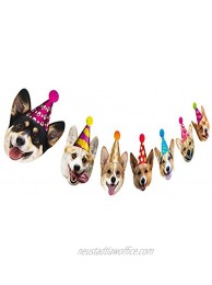 Silvima Dogs Birthday Garland Funny Corgi Face Portrait Birthday Banner Dog Bday Bunting Decoration