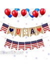 USA Banner and US Flag Bunting 4th of July Banner Decorations American Independence Day Home Decor Red White and Blue Theme Party Supplies