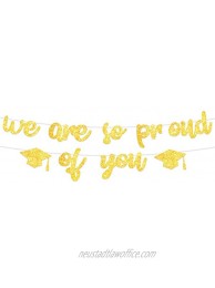 We are So Proud of You Banner Graduation Theme Party Decor Picks for Congrats Grad Decorations Supplies Gold