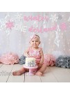 Winter 1st Birthday Party Supplies Silver Pink Winter Onederland Banners and Balloons Snowflake One Cake Topper Little Snowflake Themed Girls First Birthday Baby Shower Party Supplies Decorations