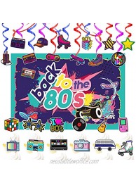 wongmode Back to The 80’s Party Decorations Set Totally 1980s Theme Swirls Streamers Garland Backdrop and Cupcake Topper Party Supplies
