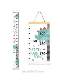 Airror Baby Growth Height Chart Child Height Ruler Canvas and Wood Composed of Removable Wall Ruler Wall Decor Dinosaur