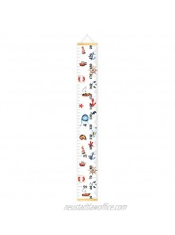 Growth Chart Hanging Child Sea Ocean Animal Wall Growth Chart Hanging Kids Wall Height Ruler Canvas Cartoon Removable Height Measure Chart for Children