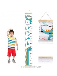 Outivity Growth Chart for Kids Height Chart for Kids Boys Girls Baby Canvas & Wooden Removable Growth Height Chart Wall Room Decor Dinosaur