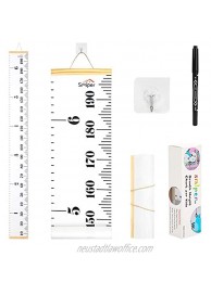 Smlper Growth Chart for Kids,Child Height Chart Ruler for Wall,Wood Frame Fabric Canvas Height Measurement Ruler for Kids Nursery Room,Removable Wall Decor 79"x7.9"