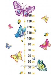 SUPERDANT 2 Sheets Set Kids Height Growth Chart Wall Sticker Multi-Colored Butterflies Self-Adhesive Kids Height Wall Sticker for Baby Room Nursery Bedroom Living Room Decor 35.4x15.4inch
