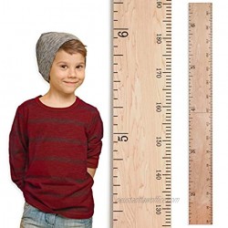 Wooden Ruler Growth Height Chart Ruler for Measurement for Kids Boys + Girls | Natural Schoolhouse Ruler with Inches Centimeters