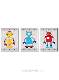 Big Dot of Happiness Gear Up Robots Nursery Wall Art and Kids Room Decor 7.5 x 10 inches Set of 3 Prints