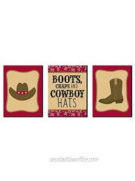 Big Dot of Happiness Little Cowboy Western Nursery Wall Art and Kids Room Decorations Gift Ideas 7.5 x 10 inches Set of 3 Prints