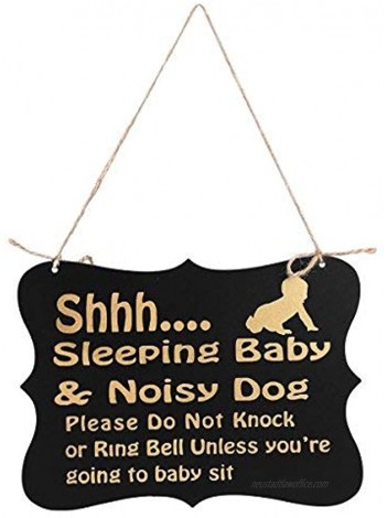BinaryABC Baby Sleeping Sign,Baby Do Not Disturb Door Hanger Sign,Baby Room Decorative Wooden Plaques