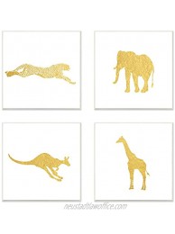 Stupell Home Décor Golden Animal Silhouettes Cheetah Elephant Kangaroo Giraffe 3pc Wall Plaque Art Set 12 x 0.5 x 12 Proudly Made in USA