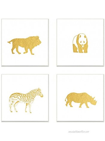 Stupell Home Décor Golden Animal Silhouettes Lion Panda Zebra Rhino 3pc Wall Plaque Art Set 12 x 0.5 x 12 Proudly Made in USA