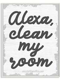 Stupell Industries Alexa Clean My Room Kids Funny Word Design by Artist Daphne Polselli Art 13 x 0.5 x 19 Wall Plaque