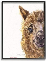 Stupell Industries Baby Llama Head Watercolor Painting Black Framed Wall Art 11 x 14 Multi-Color