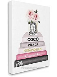 Stupell Industries Book Stack Fashion Candle Pink Rose Stretched Canvas Wall Art 30x40 Multi-Color
