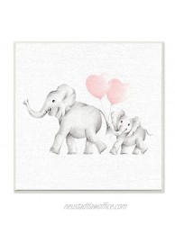 Stupell Industries Elephant Family Pink Balloon Linen Look Wall Plaque Art Proudly Made in USA