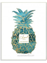 Stupell Industries Fashioner Pineapple Blue Gold Watercolor Design by Artist Amanda Greenwood Wall Art 10 x 15 Wood Plaque