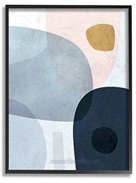 Stupell Industries Mod Shapes Slate Blue Navy and Peach Overlapping Abstract Black Framed Wall Art 11 x 14 Multi-Color