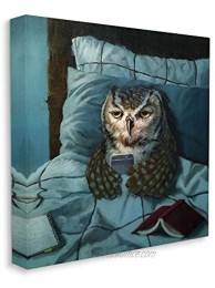 Stupell Industries Night Owl on Phone in Bed Funny Animal Designed by Lucia Heffernan Canvas Wall Art 17 x 17 Brown