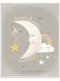 Stupell Industries Sweet Dreams Little One Sentiment Sleeping Crescent Moon Designed by Louise Allen Designs Wall Plaque 13 x 19 Grey