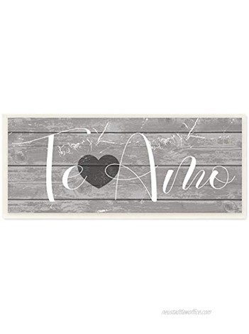 Stupell Industries Te Amo Romantic Rustic Grey Sign with Heart Wall Art 7 x 17