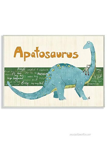 The Kids Room by Stupell Apatosaurus Dinosaur Rectangle Wall Plaque 11 x 0.5 x 15 Proudly Made in USA