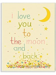 The Kids Room by Stupell I Love You to The Moon and Back Rectangle Wall Plaque 11 x 0.5 x 15 Proudly Made in USA
