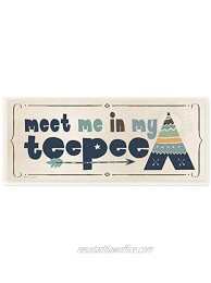 The Kids Room By Stupell Meet Me in My Teepee Navy Sign with Arrow Wall Plaque Art 7 x 17 Proudly Made in USA
